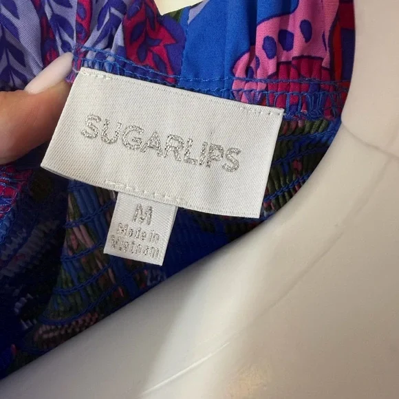 Sugarlips Vibrant Blue and Pink Floral Maxi Dress - Picture 2 of 8